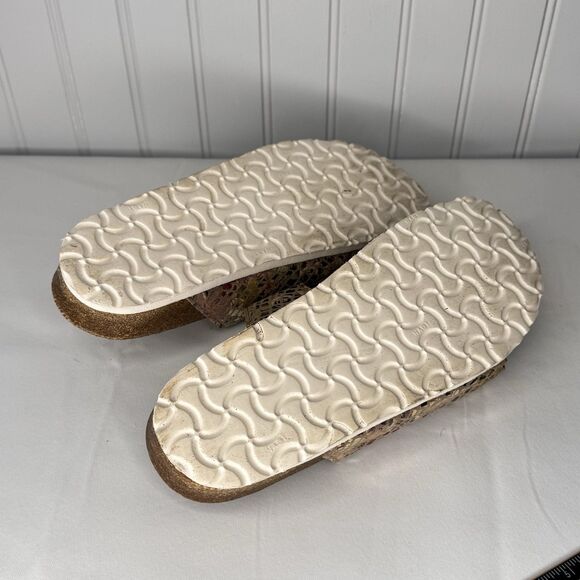 NAOT Santa Barbara Sz 9 Leather Slide w Buckle  Metallic Mosaic Snake Colorful - Picture 7 of 8